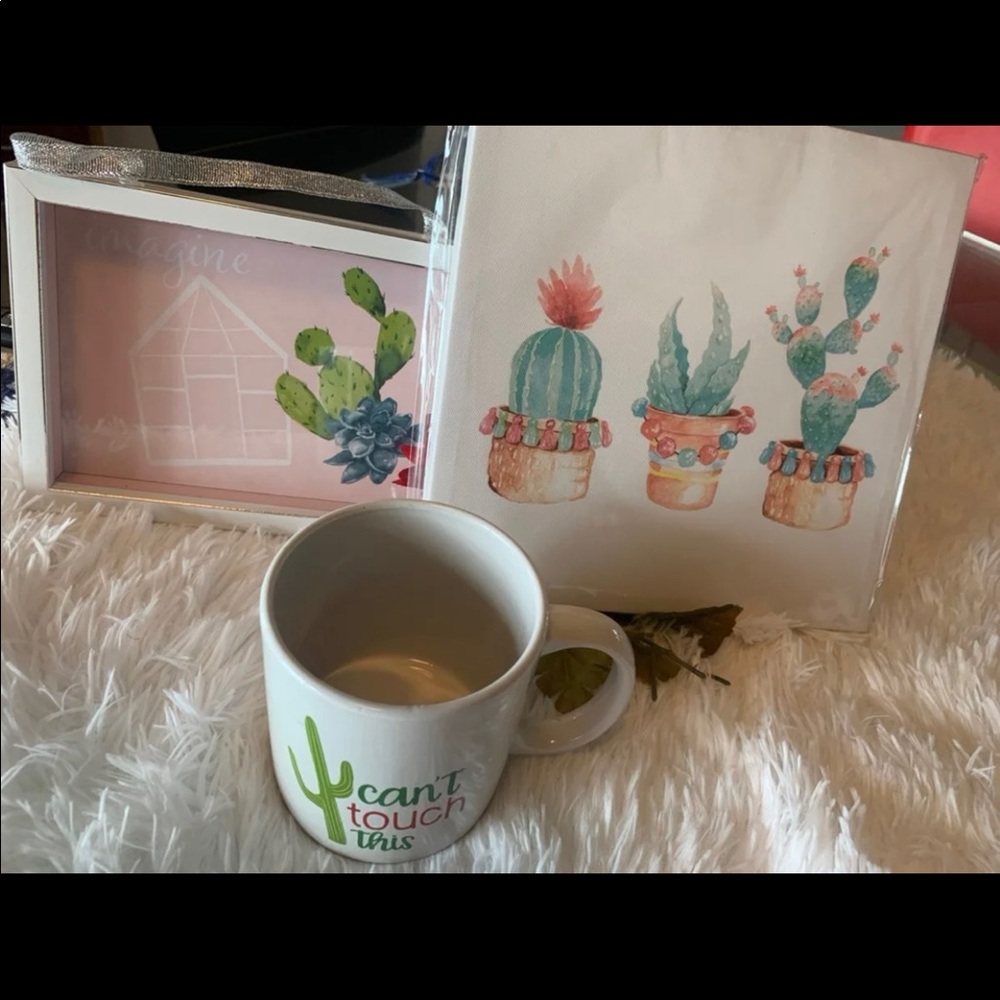 🌵CACTUS  Decor Set| Mug & 2- wall frames🌵🌷